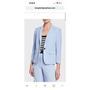 Veronica Beard Light Blue Tailored Stretch Blazer Notch Lapel Single-Breasted 8